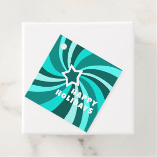 Modern Swirl HAPPY HOLIDAYS CUSTOM Green Christmas Favour Tags