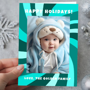 Modern Swirl HAPPY HOLIDAYS CUSTOM PHOTO Holiday Card