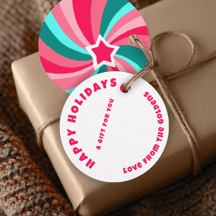 Modern Swirl HAPPY HOLIDAYS CUSTOM TO FROM Gift Favour Tags