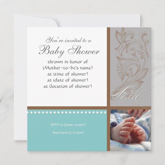 Modern Swirl n Polka Dot - Baby Boy Shower Invite (Front)
