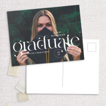 Modern Swirl Serif Photo Graduation Announcement