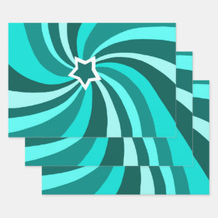 Modern Swirl Star Green Set of  Wrapping Paper Sheet