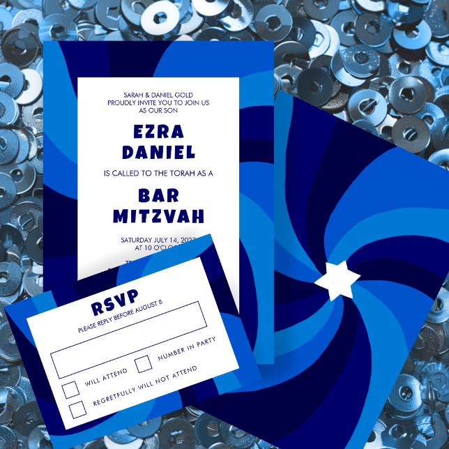 Modern Swirl Star of David Custom Bar Bat Mitzvah RSVP Card (Modern Swirl Star of David Custom Bar Bat Mitzvah RSVP Card
)