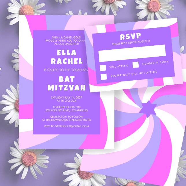 Modern Swirl Star of David Custom Bar Bat Mitzvah RSVP Card (Modern Swirl Star of David Custom Bar Bat Mitzvah RSVP Card
)