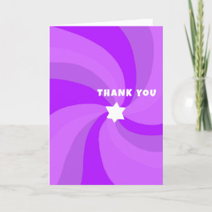 Modern Swirl Star of David Custom Bar Bat Mitzvah Thank You Card