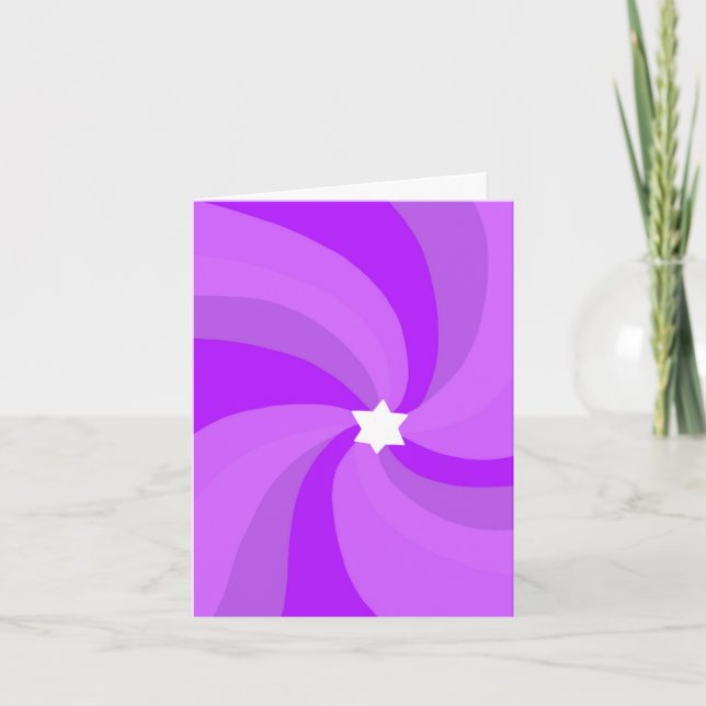 Modern Swirl Star of David Custom Bar Bat Mitzvah Thank You Card (Front)