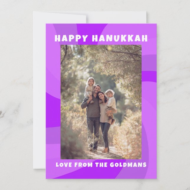 Modern Swirl Star of David HAPPY HANUKKAH CUSTOM Holiday Card (Front)