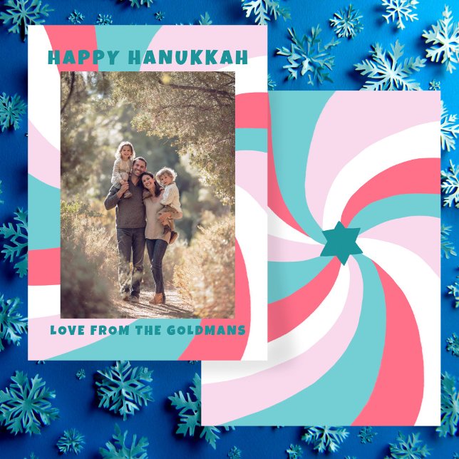 Modern Swirl Star of David HAPPY HANUKKAH CUSTOM Holiday Card (Modern Swirl Star of David HAPPY HANUKKAH CUSTOM Photo Holiday Card
)