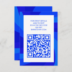 Modern Swirl Star of David QR Code Bar Bat Mitzvah Enclosure Card