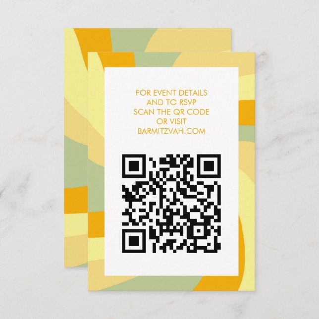 Modern Swirl Star of David QR Code Bar Bat Mitzvah Enclosure Card (Front/Back)
