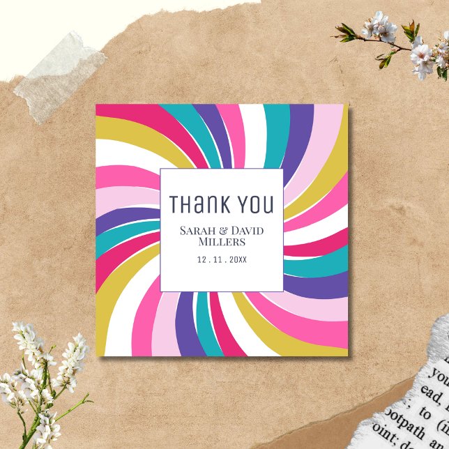 Modern Swirl Vibrant Wedding Thank You Card (Creator Uploaded)