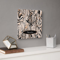 Modern Swirl Watercolor Brown Black Pattern Custom