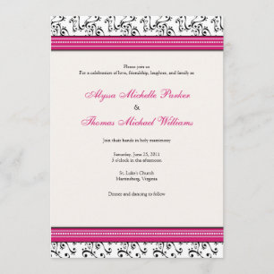 Modern Swirl Wedding Invitation (Fuschia)