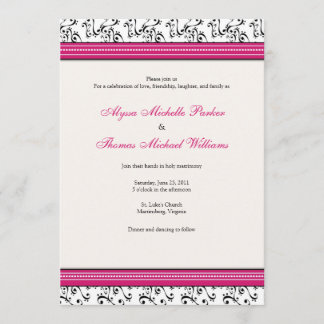 Modern Swirl Wedding Invitation (Fuschia)