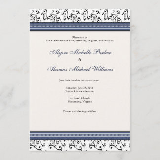 Modern Swirl Wedding Invitation (Navy)