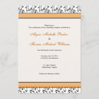 Modern Swirl Wedding Invitation (Orange)