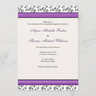 Modern Swirl Wedding Invitation (Purple)