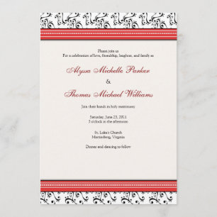 Modern Swirl Wedding Invitation (Red)