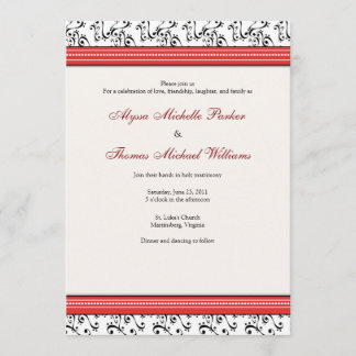 Modern Swirl Wedding Invitation (Red)