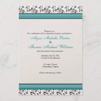 Modern Swirl Wedding Invitation (Teal)