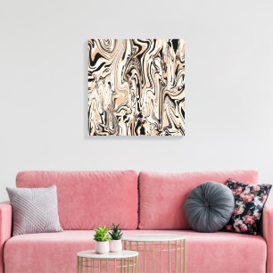 Modern Swirls Watercolor Brown Black Pattern Canvas Print