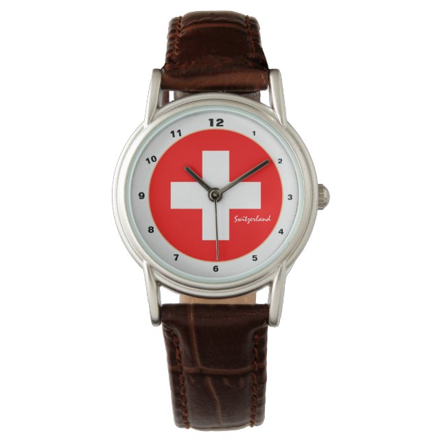 Modern Swiss Flag fashion, Switzerland trendy Watch (Front)