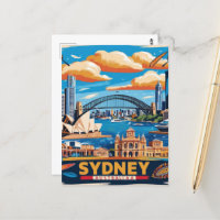 Modern Sydney Australia Travel Art Vintage