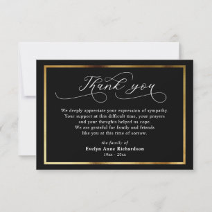Modern Sympathy Acknowledgement Gold Script Card
