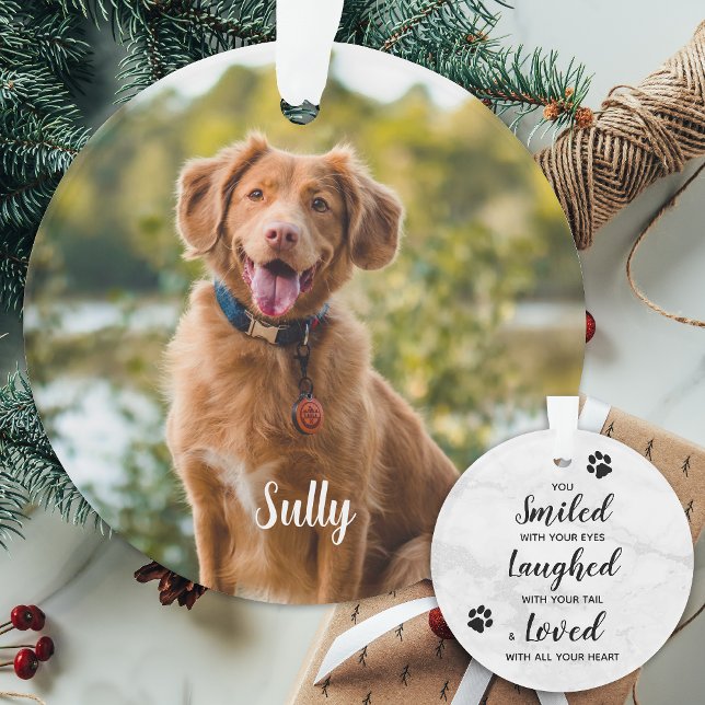 Modern Sympathy Dog Photo Customised Pet Memorial Ornament (Creator Uploaded)
