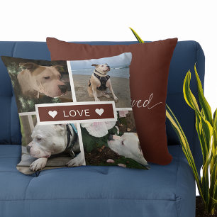Modern Sympathy Pet Photos Collage Cushion