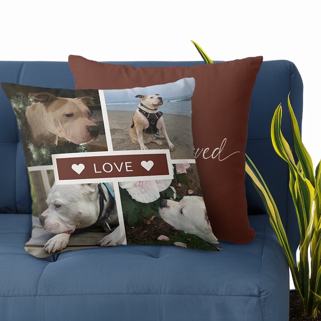 Modern Sympathy Pet Photos Collage Cushion (Modern Sympathy Pet Photos Collage Throw Pillow)