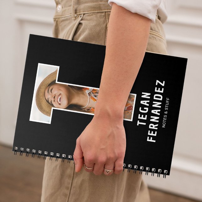 Modern "T" Photo Initial Monogram Notebook (Creator Uploaded)