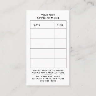 Modern Table Date Time Reminder Minimal One Sided Appointment Card