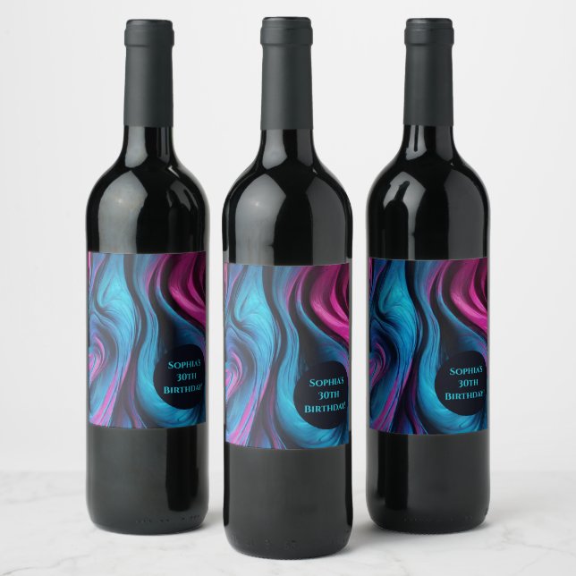 Modern Table Decor-Blue and Pink- Wine Label (Bottles)
