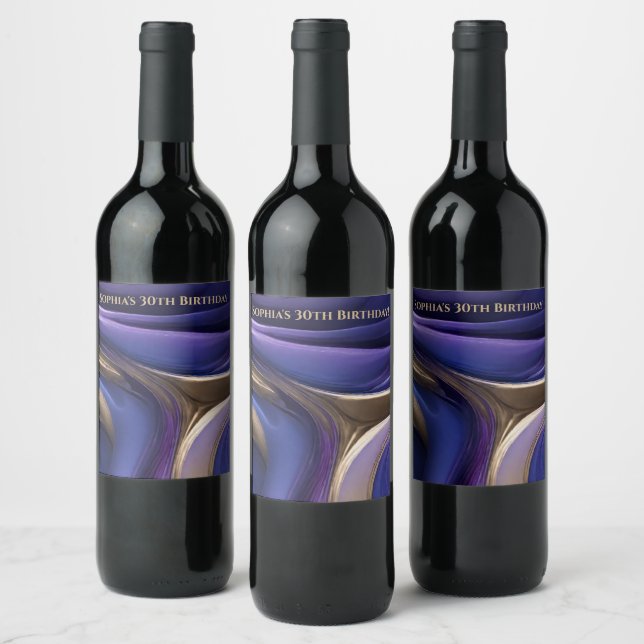 Modern Table Decor-Blue Purple and Gold- Wine Label (Bottles)