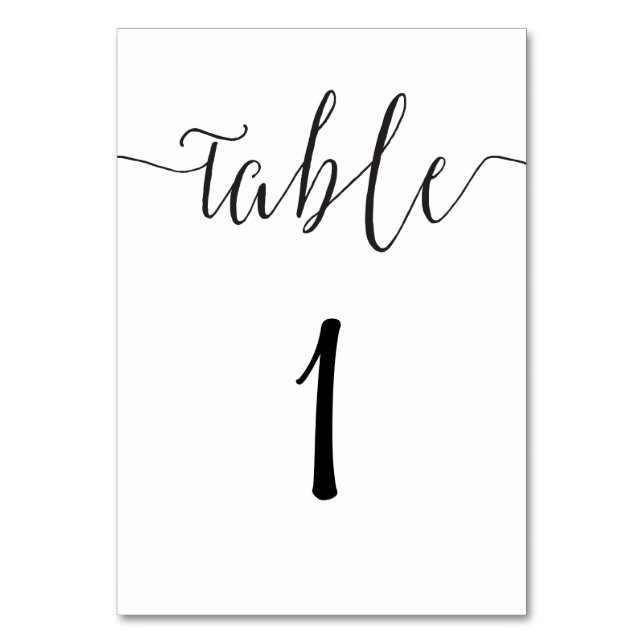 Modern table number card script wedding reception (Front)