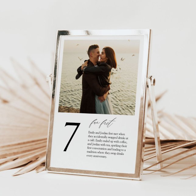 Modern table number card with photo and fun facts (Creator Uploaded)