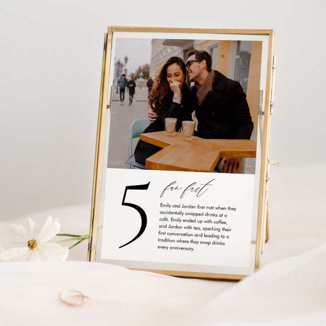 Modern table number card with photo and fun facts (Creator Uploaded)