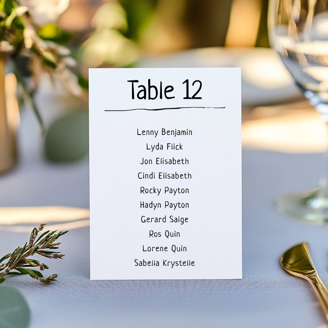 Modern Table Number Seating Chart (Modern Table Number Seating Chart clear numbering system)