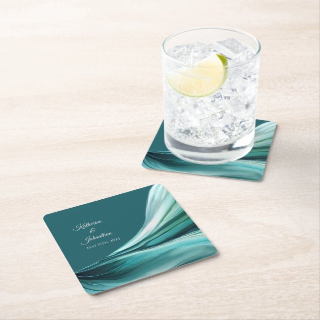 Modern Table Supplies-Emerald Green- Square Paper Coaster (Insitu)