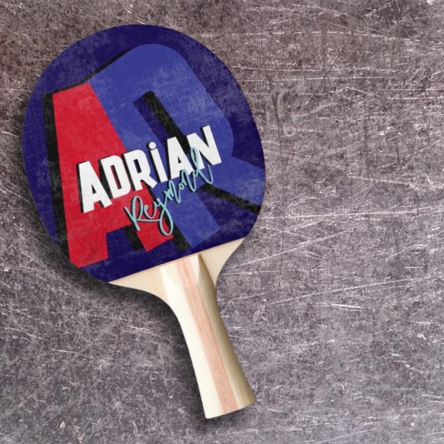 Modern Table Tennis Player Cool Monogram Ping Pong Paddle (Creator Uploaded)