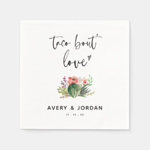Modern Taco Bout Love Cactus Succulent Wedding  Napkin