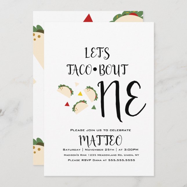 Modern Taco First Birthday Big One Invitation (Front/Back)