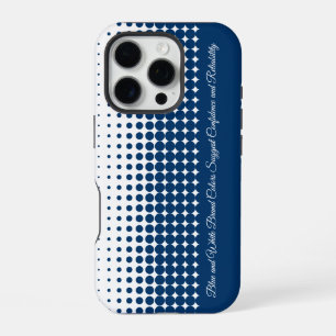 Modern Tagline Script Blue White Half Tone iPhone 16 Pro Case