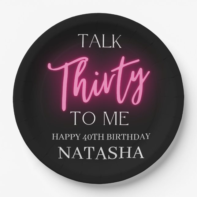Modern Talk 30 To Me 30th Birthday Party Paper Plate (Front)