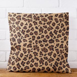 Modern Tan and Brown Leopard Spot Cushion