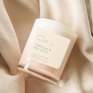 Modern Tan Beige Minimalist Candle Label