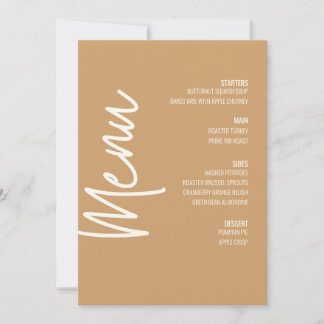 Modern Tan Dinner Menu Thanksgiving Fall Invitation