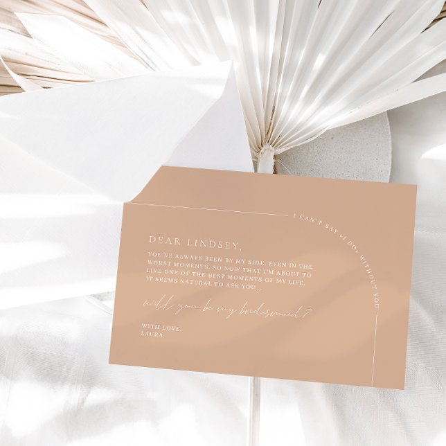 Modern Tan Elegant Arch Bridesmaid Proposal Card (Creator Uploaded)