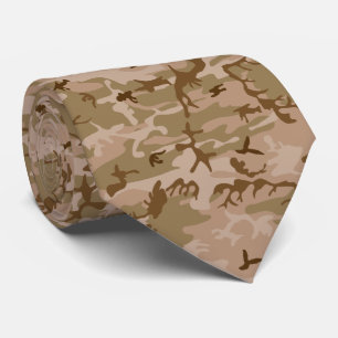 Modern Tan Green Desert Military Camo Camouflage Tie